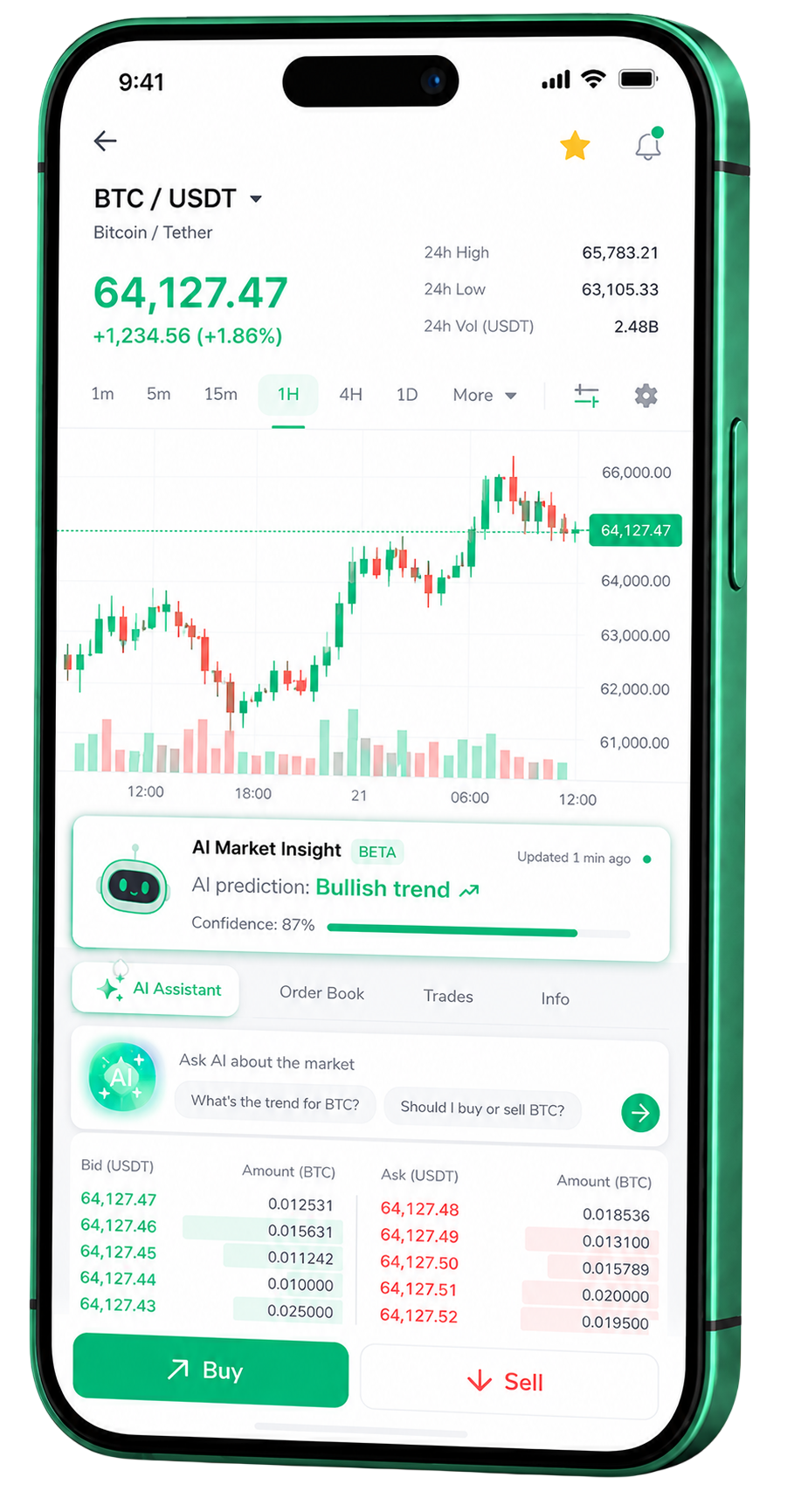 Tulong Grow mobile trading app running on a smartphone